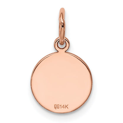 14k Rose Gold Plain .027 Gauge Round Engraveable 10mm Disc Charm
