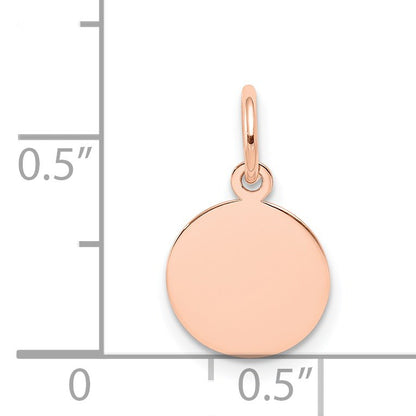 14k Rose Gold Plain .027 Gauge Round Engraveable 10mm Disc Charm
