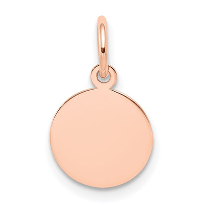 14k Rose Gold Plain .018 Gauge Round Engraveable 10mm Disc Charm