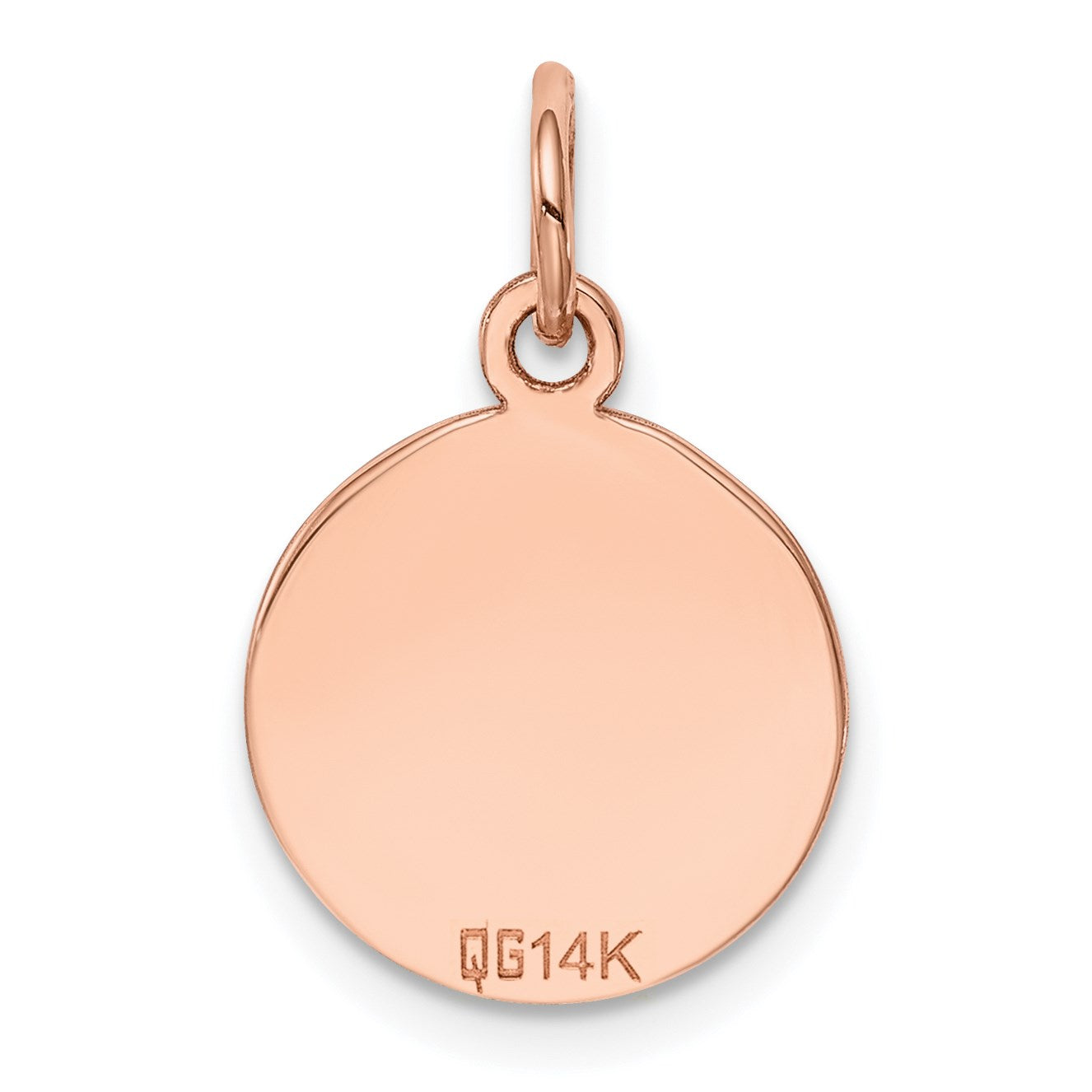 14k Rose Gold Plain .009 Gauge Round Engraveable 12mm Disc Charm