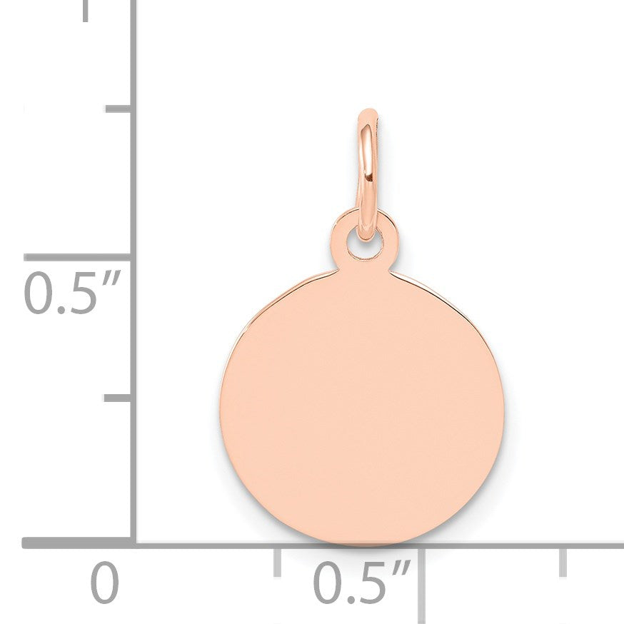 14k Rose Gold Plain .035 Gauge Round Engraveable 12mm Disc Charm