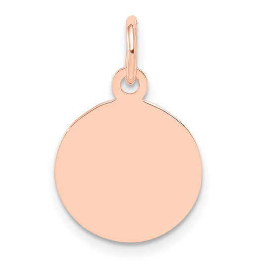 14k Rose Gold Plain .013 Gauge Round Engraveable 12mm Disc Charm