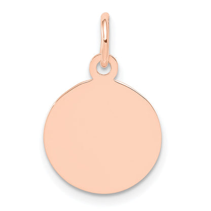 14k Rose Gold Plain .035 Gauge Round Engraveable 12mm Disc Charm