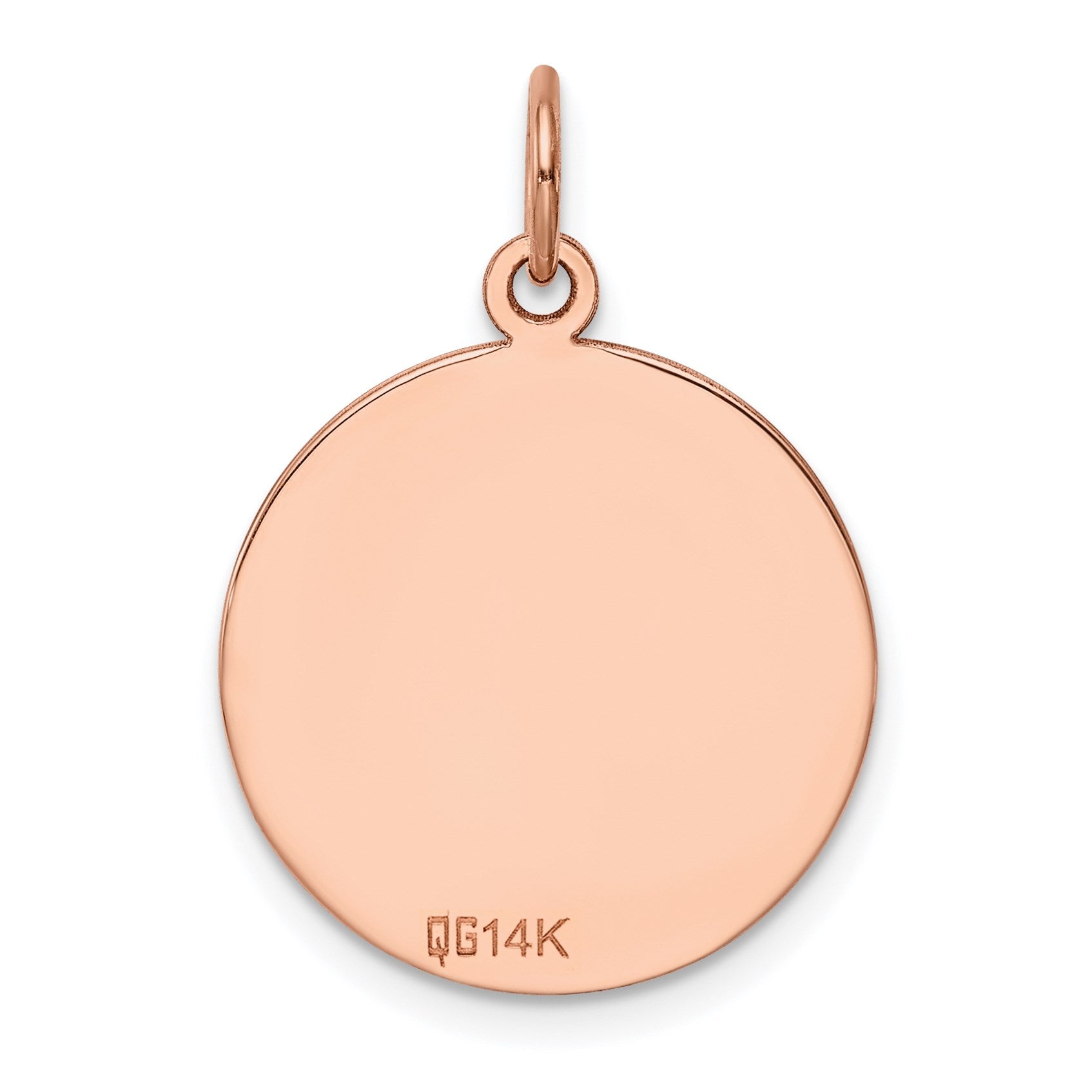 14k Rose Gold Plain .018 Gauge Round Engravable 18mm Disc Charm