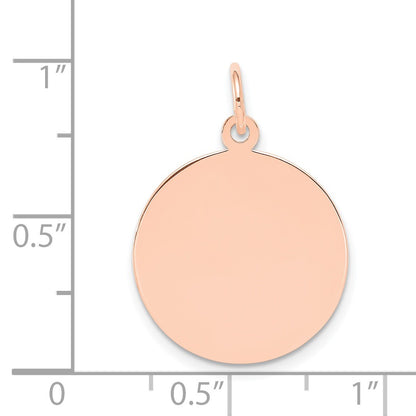 14k Rose Gold Plain .013 Gauge Round Engravable 18mm Disc Charm