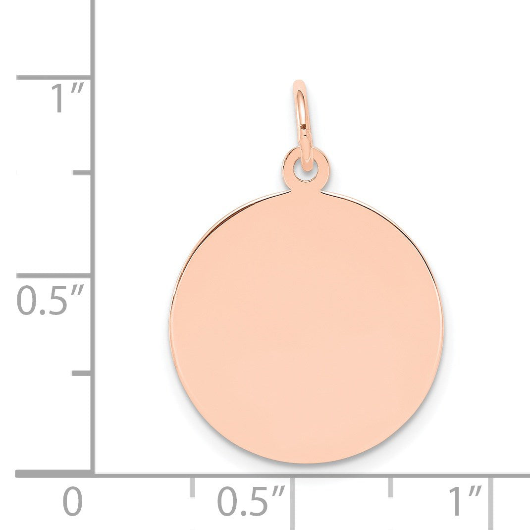 14k Rose Gold Plain .018 Gauge Round Engravable 18mm Disc Charm