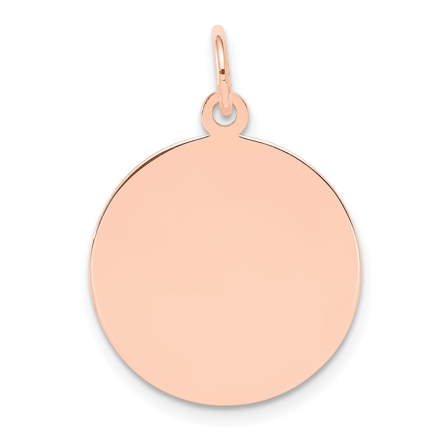 14k Rose Gold Plain .018 Gauge Round Engravable 18mm Disc Charm