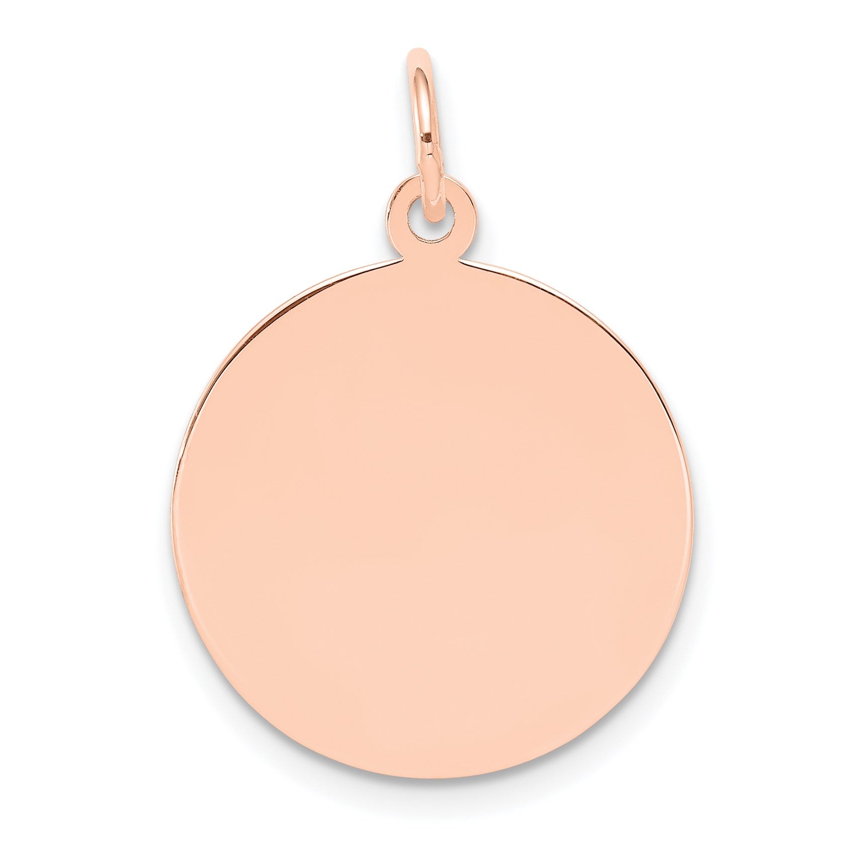 14k Rose Gold Plain .035 Gauge Round Engravable 18mm Disc Charm