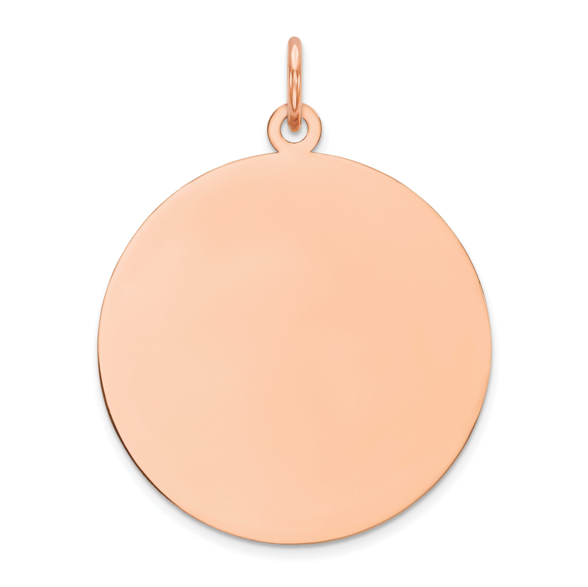 14k Rose Gold Plain .027 Gauge Round Engravable 23mm Disc Charm