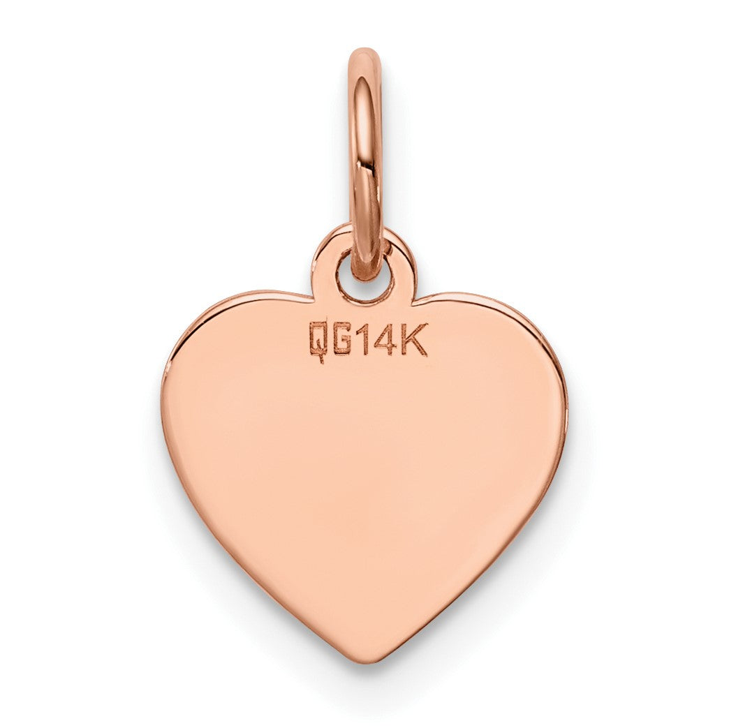 14k Rose Gold Plain .011 Gauge Engraveable Heart 11x9mm Disc Charm