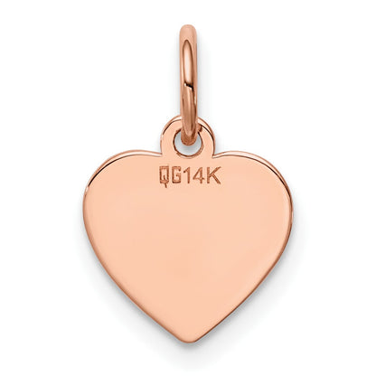 14k Rose Gold Plain .011 Gauge Engraveable Heart 11x9mm Disc Charm