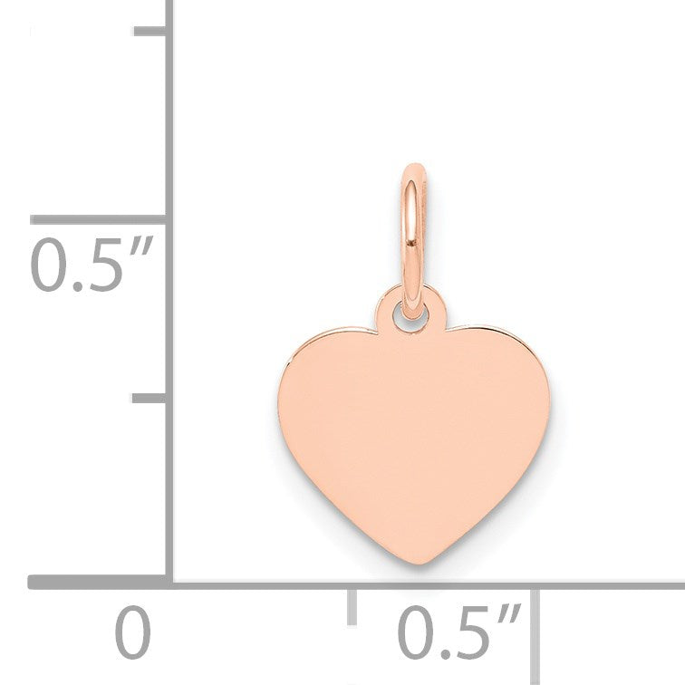14k Rose Gold Plain .013 Gauge Engraveable Heart 11x9mm Disc Charm