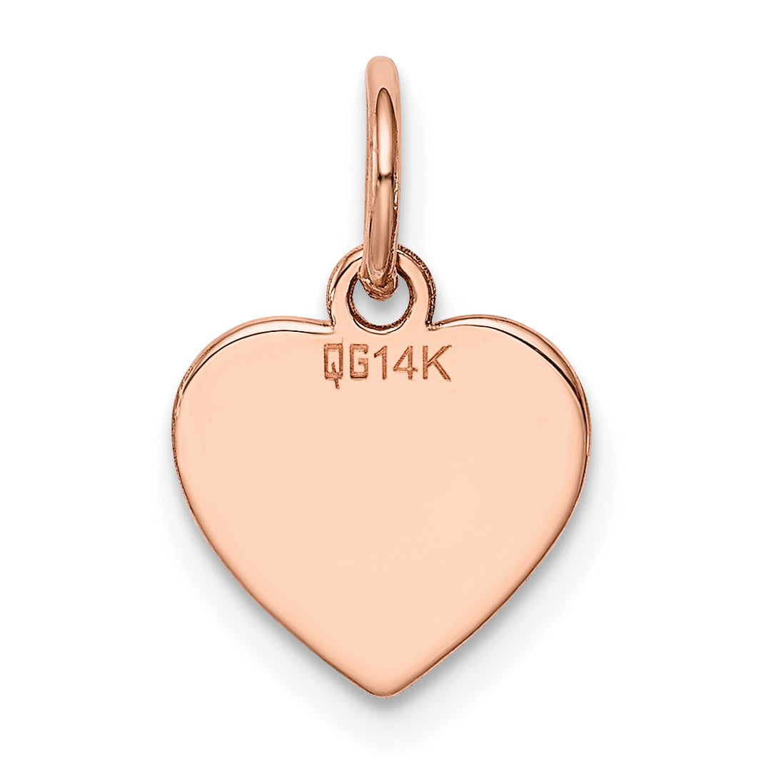 14k Rose Gold Plain .013 Gauge Engraveable Heart 12x10mm Disc Charm