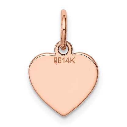 14k Rose Gold Plain .013 Gauge Engraveable Heart 12x10mm Disc Charm