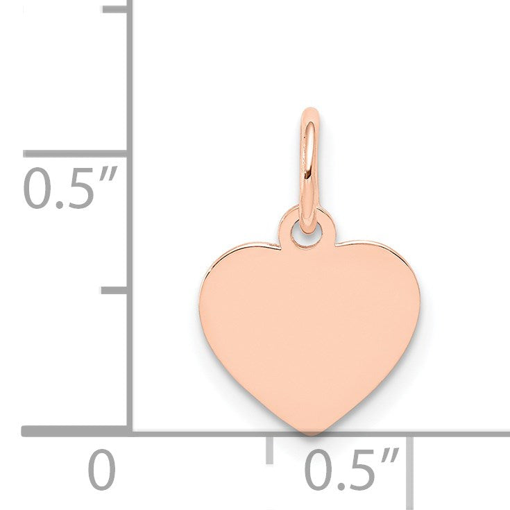 14k Rose Gold Plain .018 Gauge Engraveable Heart 12x10mm Disc Charm