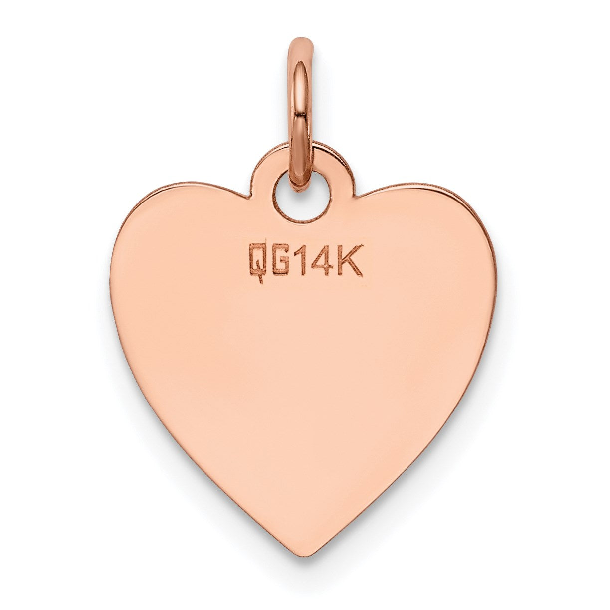 14k Rose Gold Plain .011 Gauge Engraveable Heart 15x14mm Disc Charm