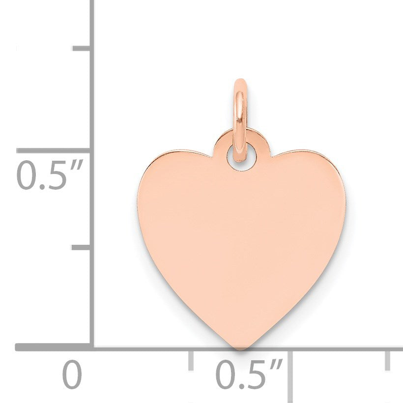 14k Rose Gold Plain .011 Gauge Engraveable Heart 15x14mm Disc Charm