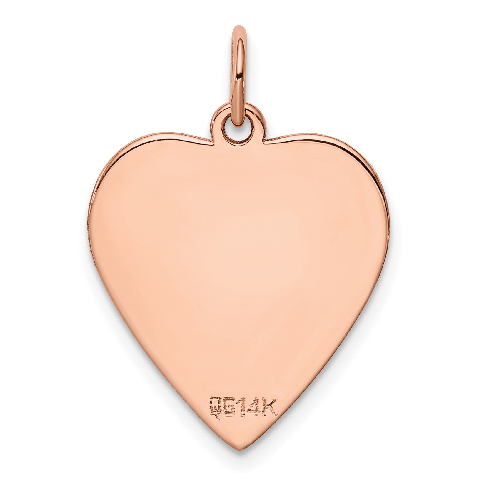 14k Rose Gold Plain .013 Gauge Engraveable Heart 21x20mm Disc Charm