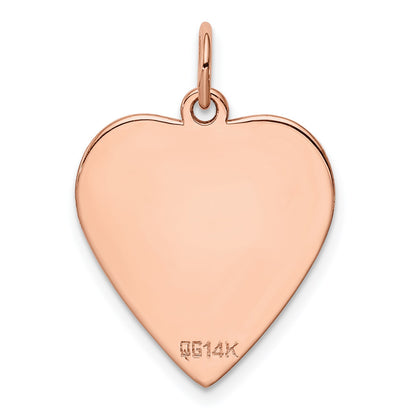 14k Rose Gold Plain .013 Gauge Engraveable Heart 21x20mm Disc Charm