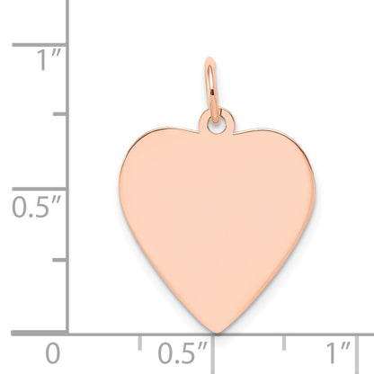 14k Rose Gold Plain .013 Gauge Engraveable Heart 21x20mm Disc Charm