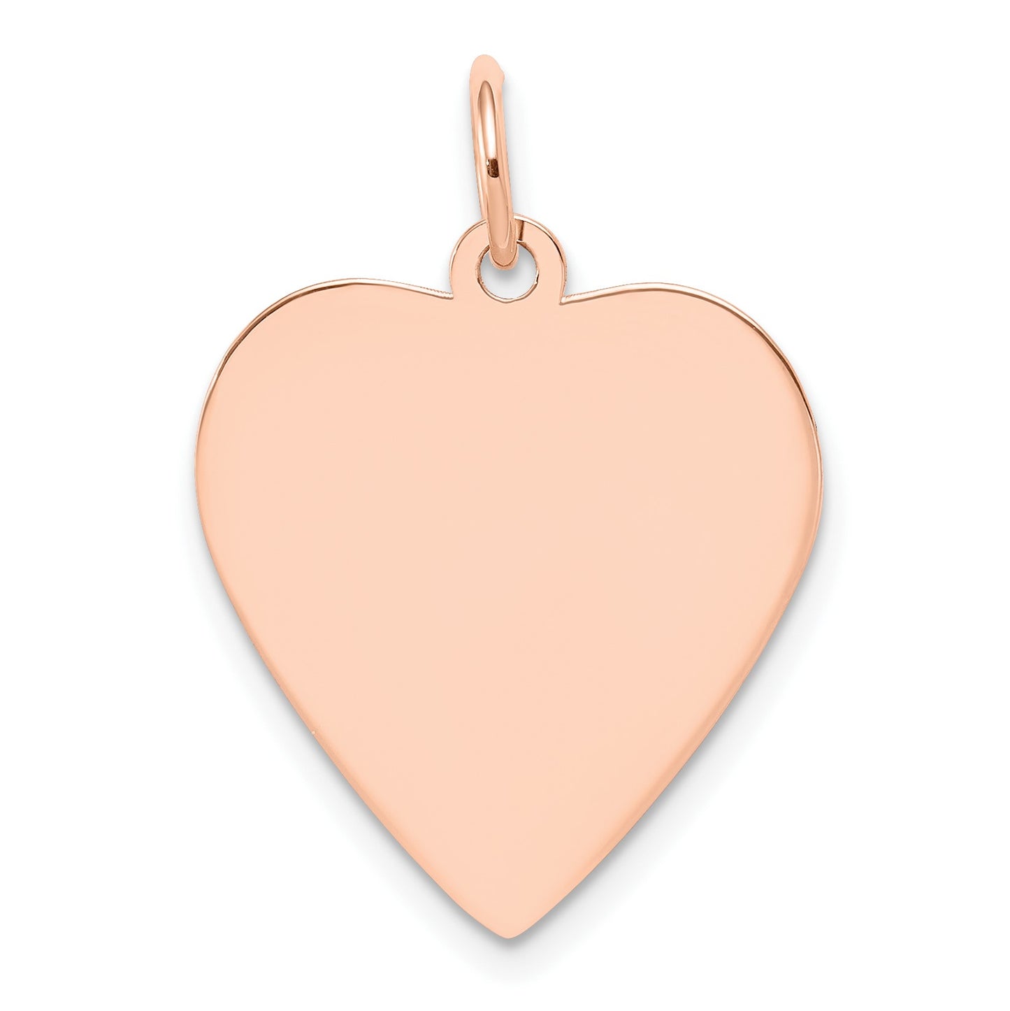 14k Rose Gold Plain .027 Gauge Engraveable Heart 21x20mm Disc Charm