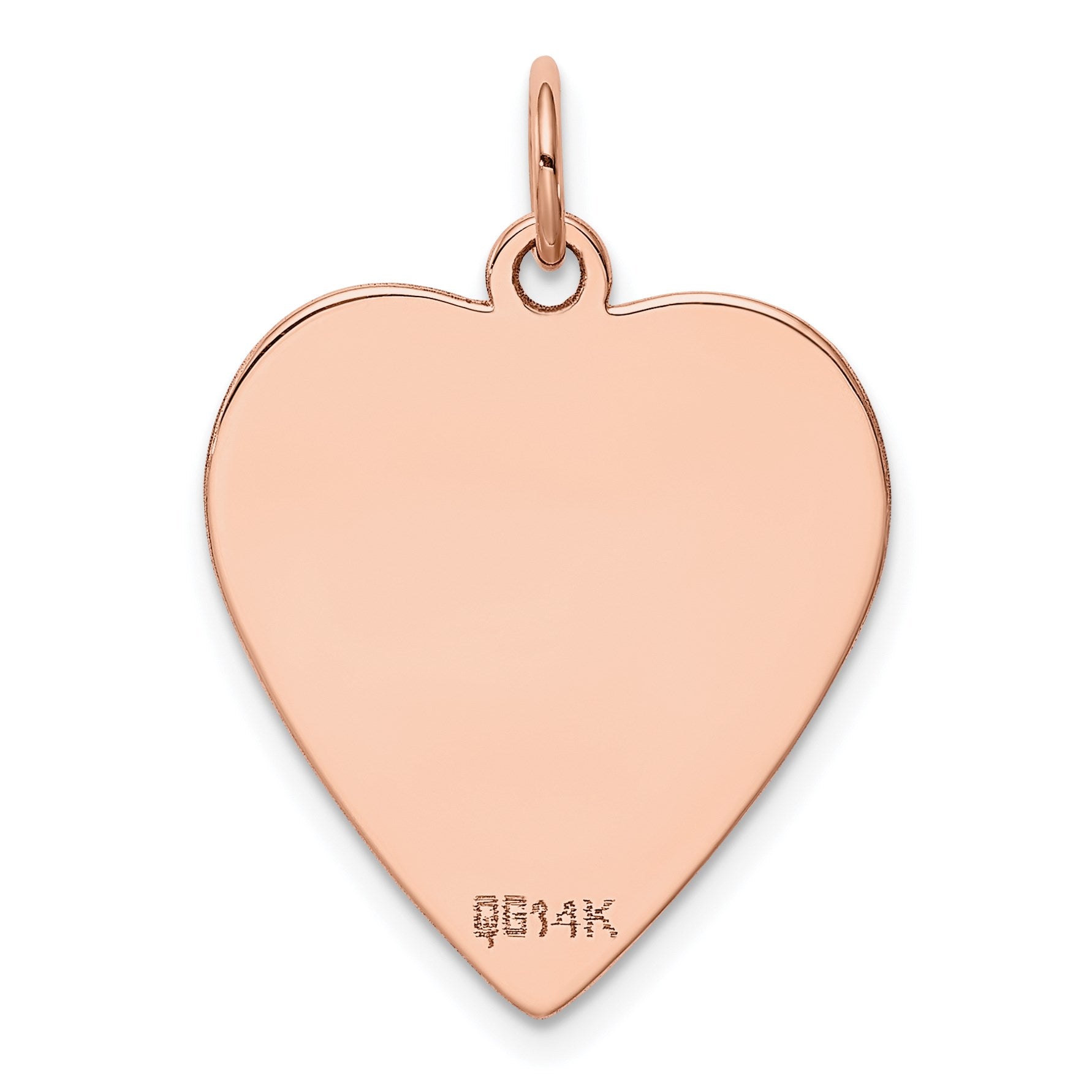 14k Rose Gold Plain .027 Gauge Engraveable Heart 24x21mm Disc Charm