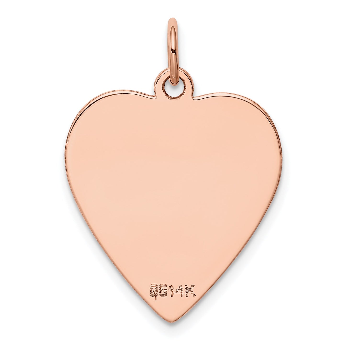 14k Rose Gold Plain .018 Gauge Engraveable Heart 24x21mm Disc Charm