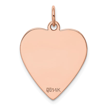 14k Rose Gold Plain .018 Gauge Engraveable Heart 24x21mm Disc Charm