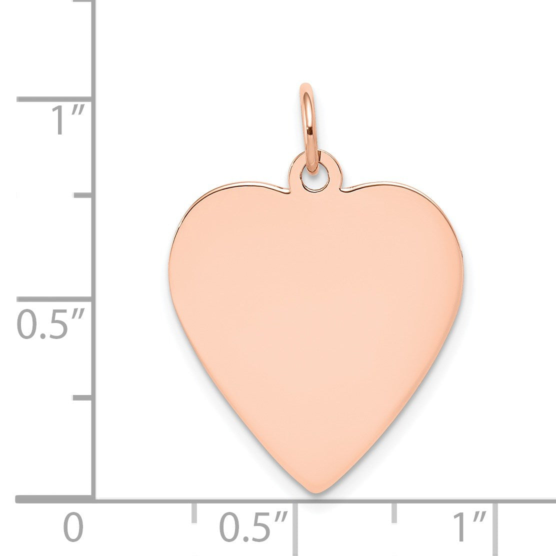14k Rose Gold Plain .013 Gauge Engraveable Heart 24x21mm Disc Charm