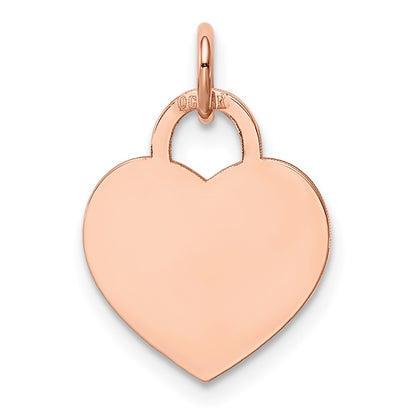 14k Rose Gold Plain .018 Gauge Medium Engraveable Heart 19x15mm Disc Charm