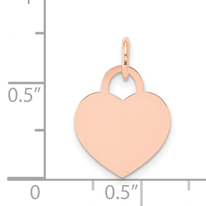 14k Rose Gold Plain .018 Gauge Medium Engraveable Heart 19x15mm Disc Charm
