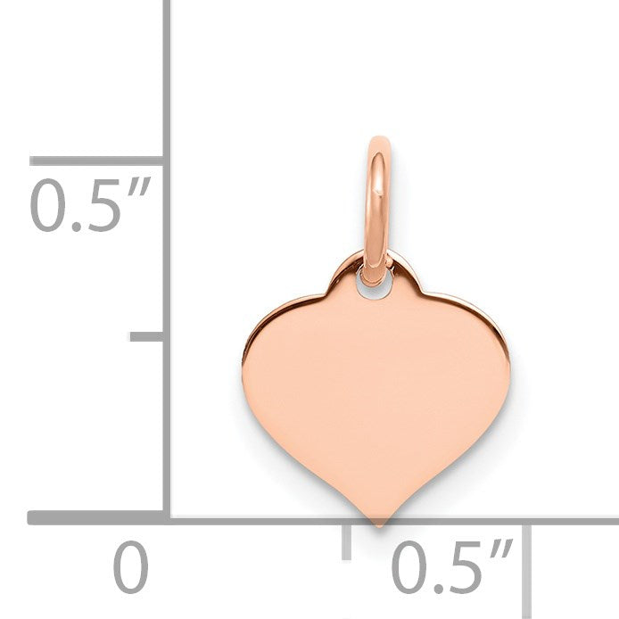 14k Rose Gold Plain .013 Gauge Engravable Heart 10mm Disc Charm