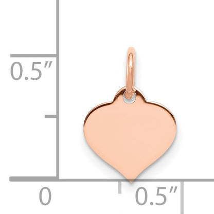 14k Rose Gold Plain .013 Gauge Engravable Heart 10mm Disc Charm