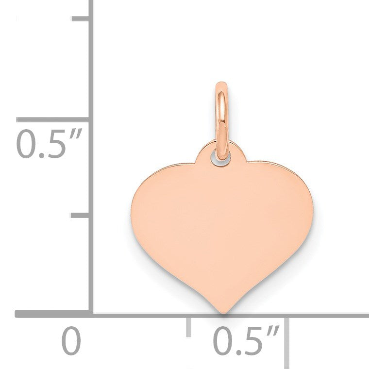 14k Rose Gold Plain .018 Gauge Engravable Heart 14x12mm Disc Charm