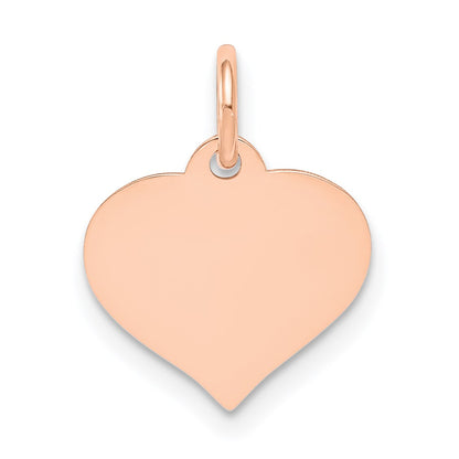 14k Rose Gold Plain .013 Gauge Engravable Heart 14x12mm Disc Charm