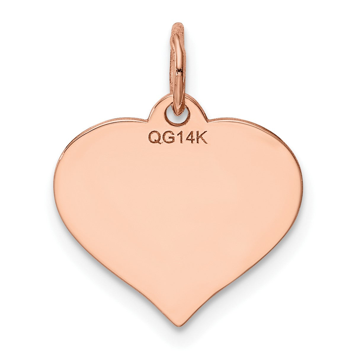 14k Rose Gold Plain .011 Gauge Engravable Heart 15x14mm Disc Charm
