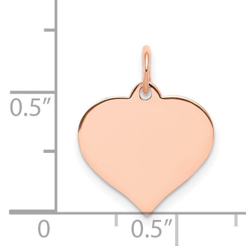 14k Rose Gold Plain .011 Gauge Engravable Heart 15x14mm Disc Charm