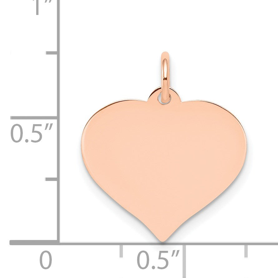 14k Rose Gold Plain .027 Gauge Engravable Heart 16x17mm Disc Charm