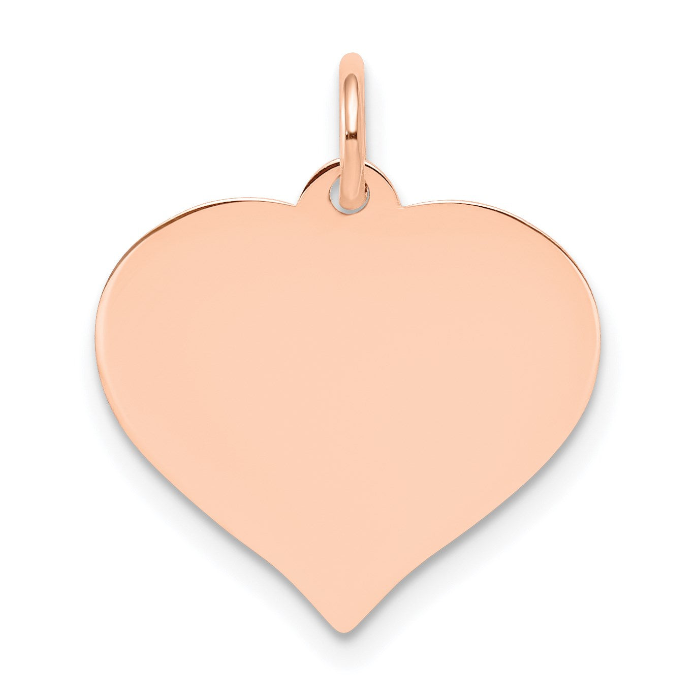 14k Rose Gold Plain .027 Gauge Engravable Heart 16x17mm Disc Charm
