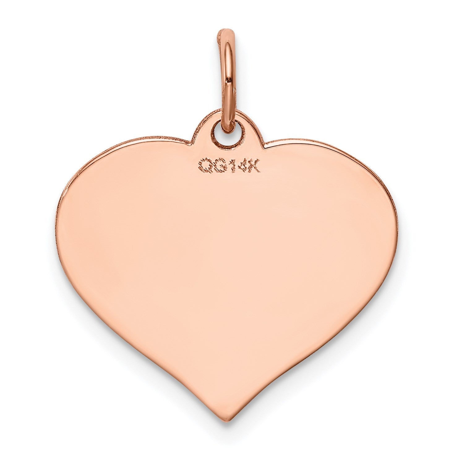 14k Rose Gold Plain .013 Gauge Engravable Heart 19x18mm Disc Charm
