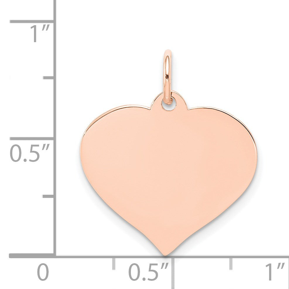 14k Rose Gold Plain .018 Gauge Engravable Heart 19x18mm Disc Charm