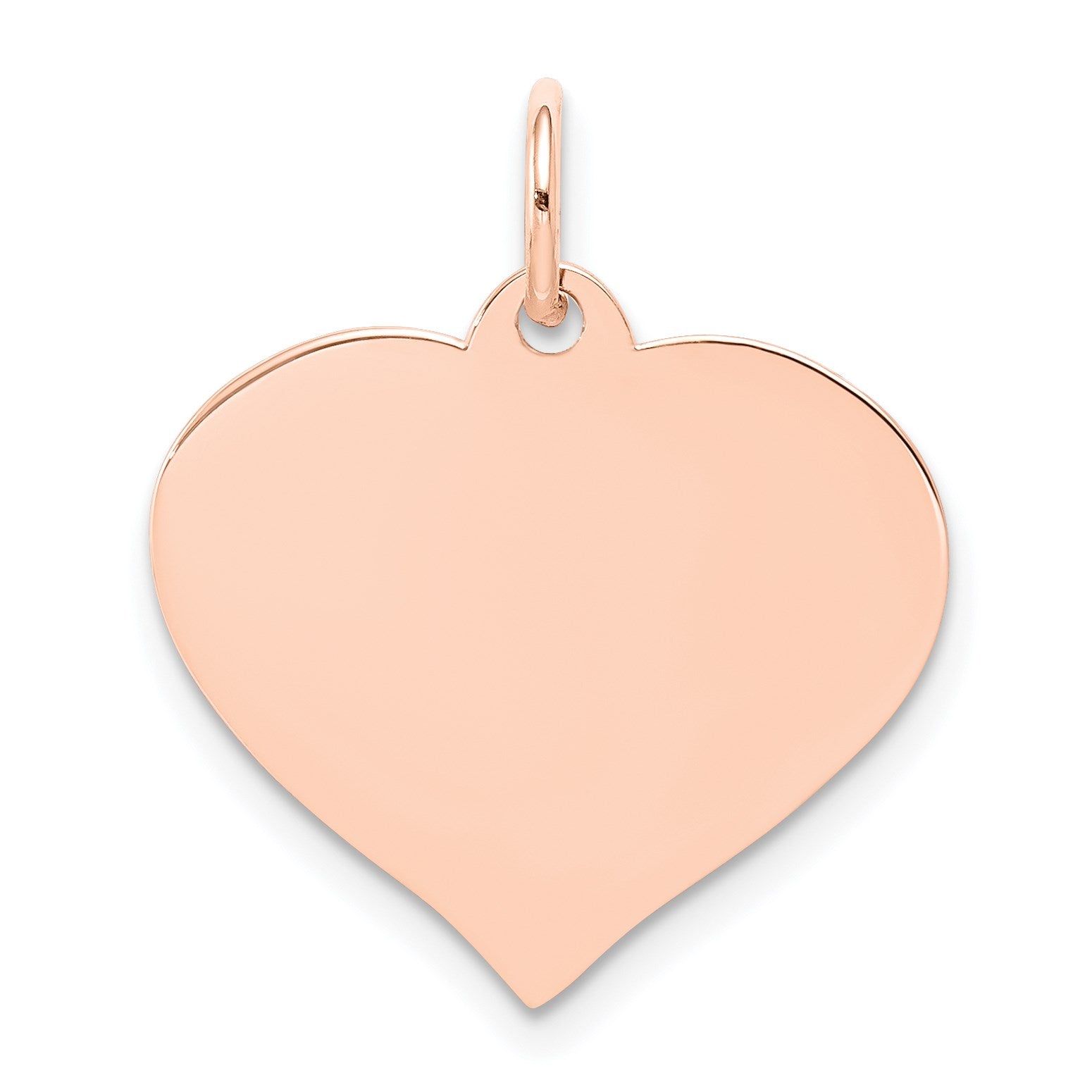 14k Rose Gold Plain .013 Gauge Engravable Heart 19x18mm Disc Charm