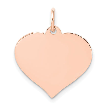 14k Rose Gold Plain .013 Gauge Engravable Heart 19x18mm Disc Charm