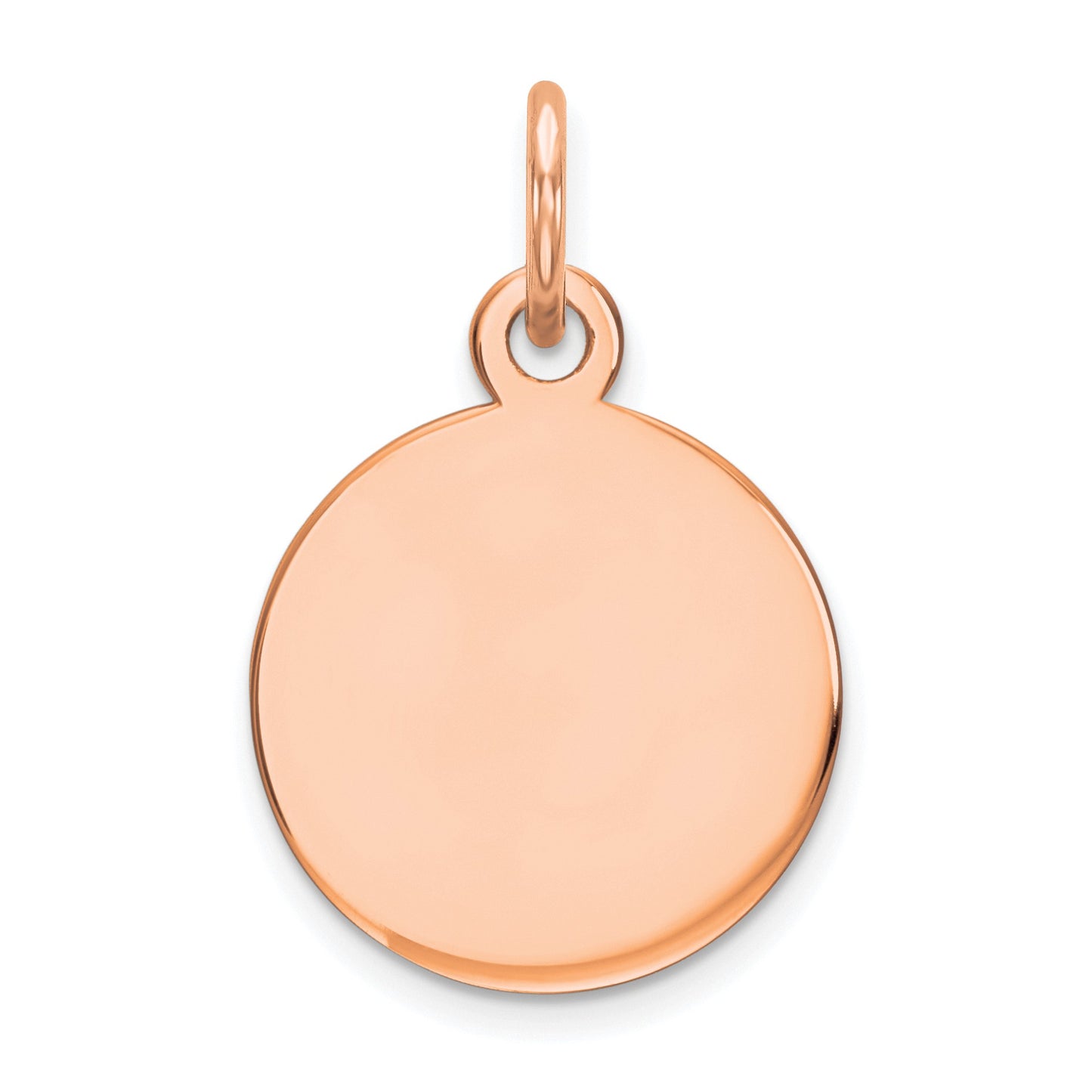 14k Rose Gold Plain .027 Gauge Round Engraveable 11mm Disc Charm