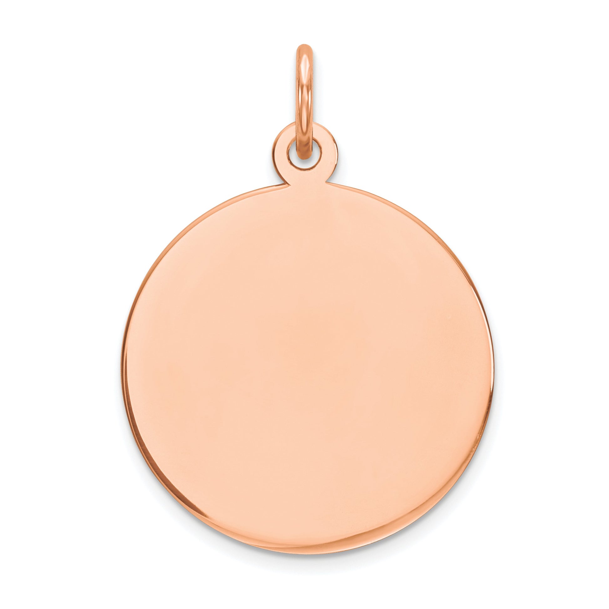 14k Rose Gold Plain .013 Gauge Round Engravable 17mm Disc Charm