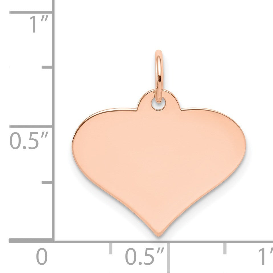 14k Rose Gold Plain .018 Gauge Engraveable Heart 18x19mm Disc Charm