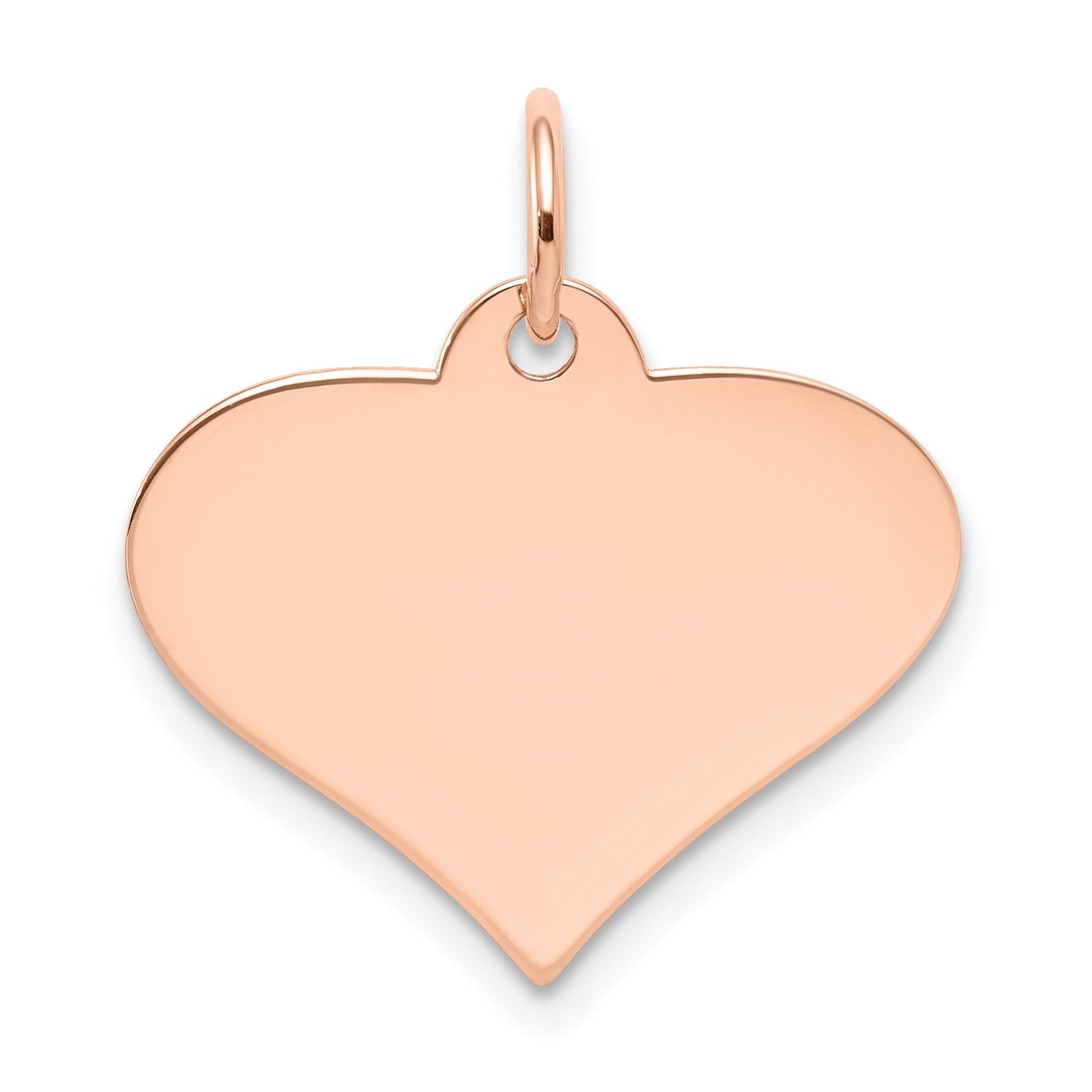 14k Rose Gold Plain .018 Gauge Engraveable Heart 18x19mm Disc Charm