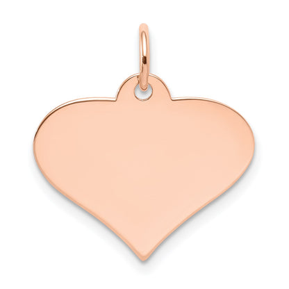 14k Rose Gold Plain .018 Gauge Engraveable Heart 18x19mm Disc Charm