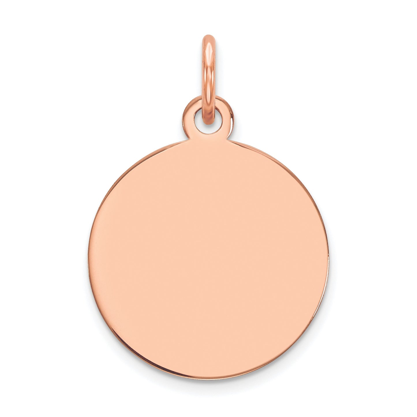 14k Rose Gold Plain .013 Gauge Round Engravable 15mm Disc Charm