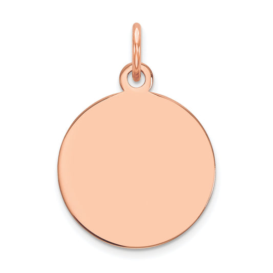 14k Rose Gold Plain .013 Gauge Round Engravable 15mm Disc Charm